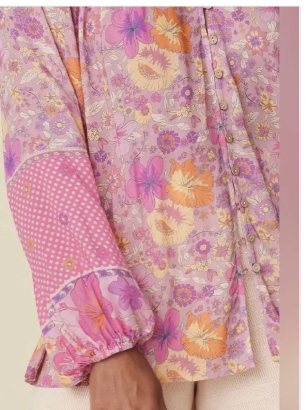 SPELL Hibiscus Lane Floral Long Sleeve Blouse Sz Medium - Picture 2 of 12